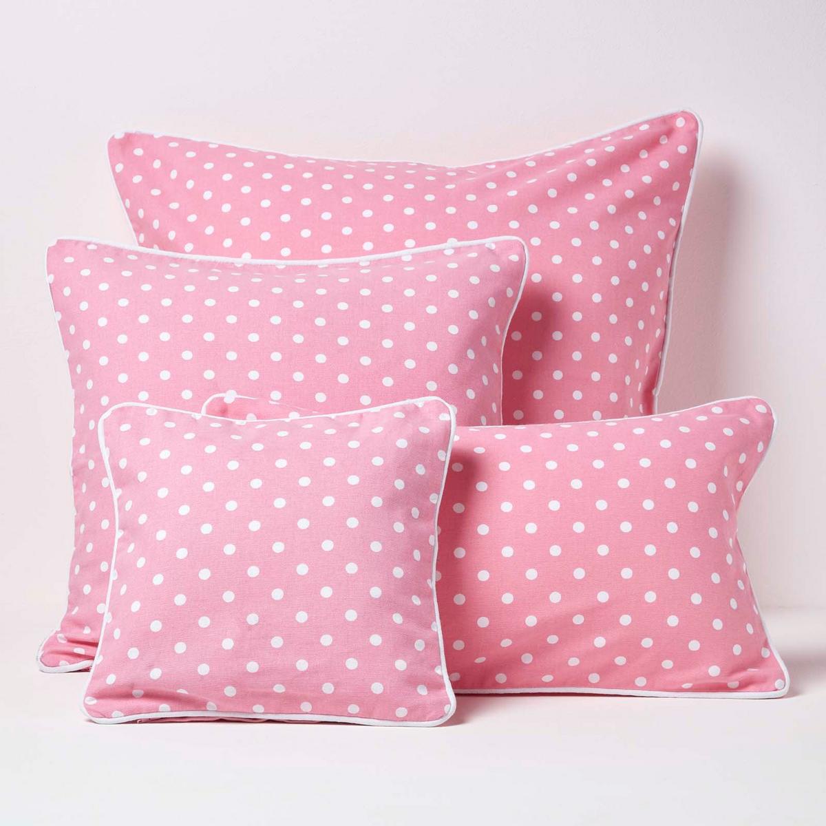 KISSENHÜLLE Polka Dots 30/30 cm, 100% Baumwolle - Rosa, Textil (30/30cm) - Homescapes