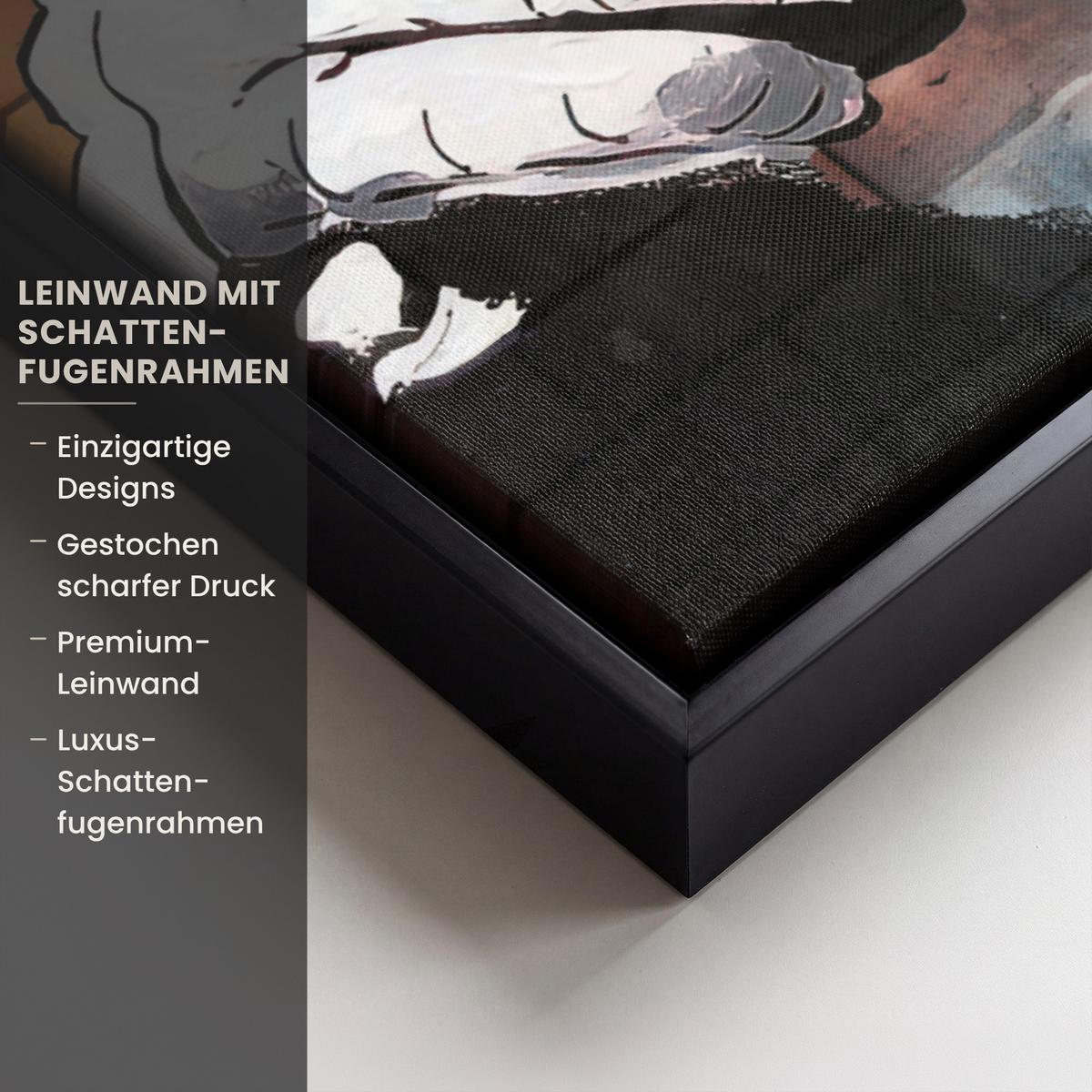 LEINWAND Bilder mit Rahmen - Affe - Graffiti - Musik - 50x50 - Multicolor, Textil (50/50cm) - MuchoWow