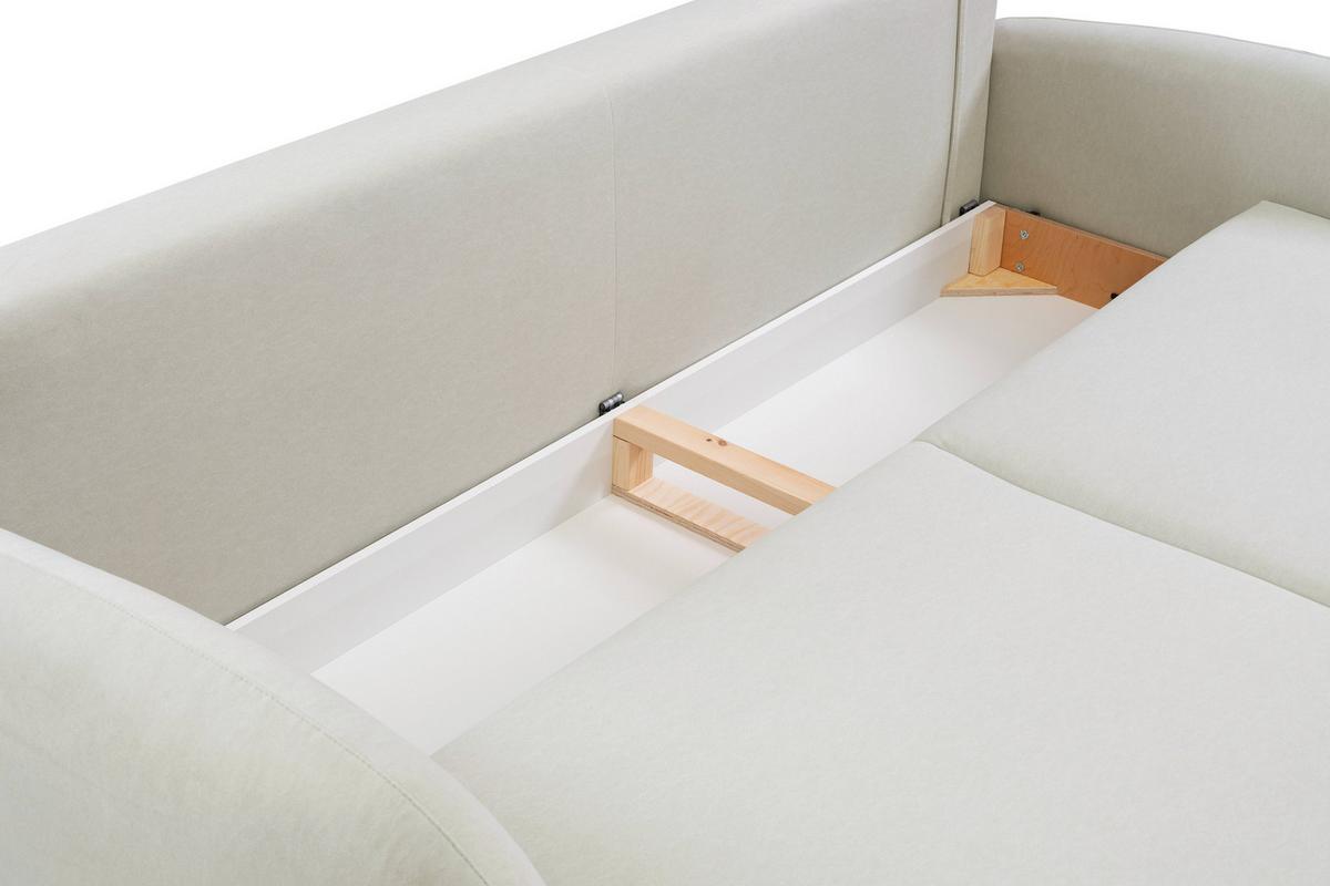 BETTSOFA AGIO Beige Plüsch-Stoff mit Schlaffunktion - Beige, Holz (232/95/109cm) - MASSENO