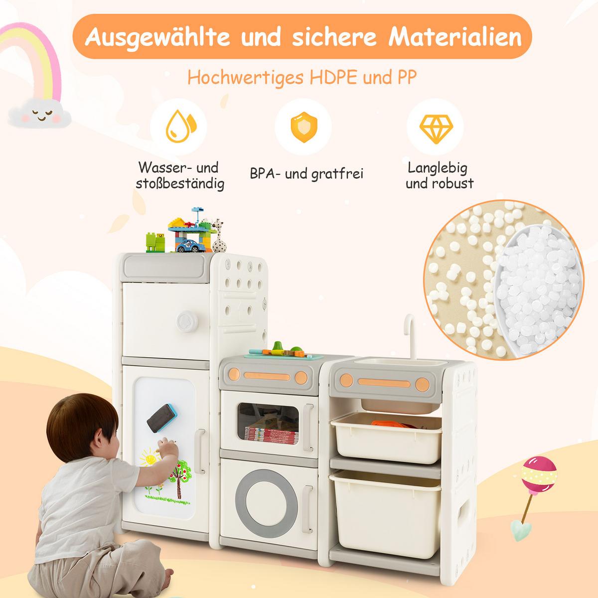 SPIELZEUGSCHRANK Für Kinder Beige - Beige, Kunststoff (116/98/38cm) - COSTWAY