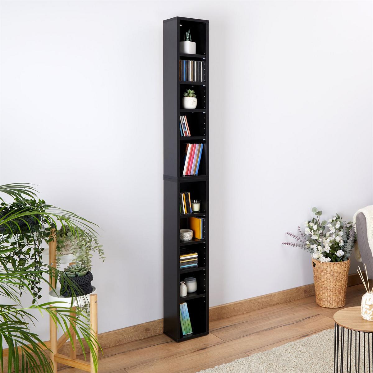CD/DVD- REGAL CHART schwarz - Schwarz, Holzwerkstoff (20/186/17cm) - CARO-Möbel