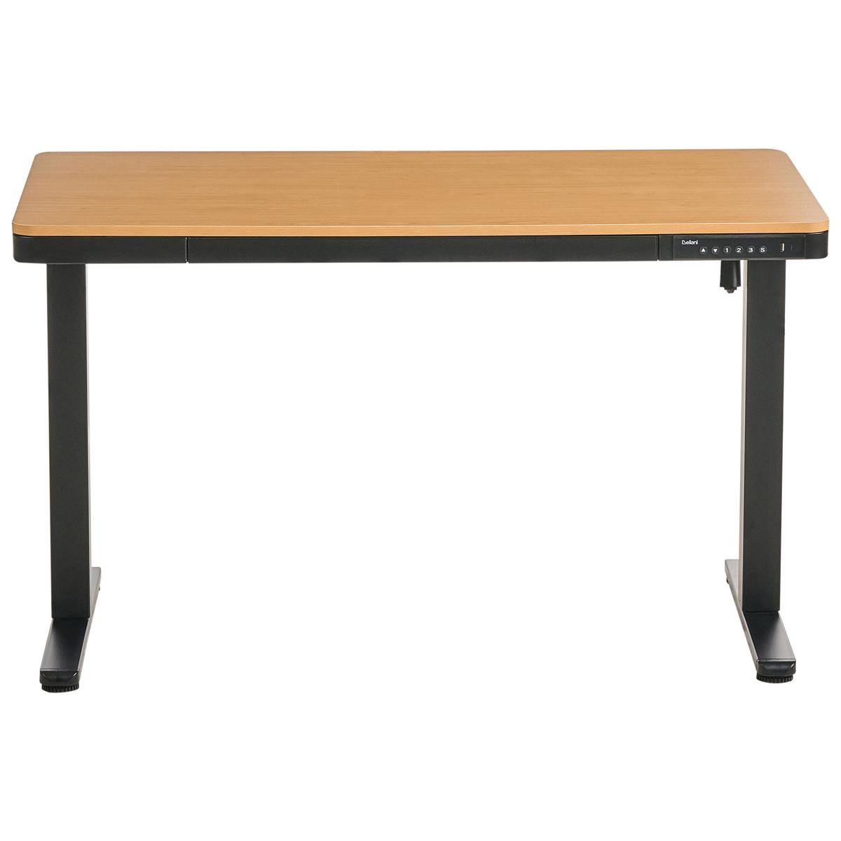 SCHREIBTISCH elektrisch höhenverstellbar 120/60 cm mit USB-Anschluss Schwarz/Hellbraun Penly - Hellbraun/Schwarz, Holzwerkstoff/Metall (60/120/70cm) - Beliani