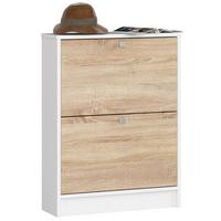 SCHUHSCHRANK Weiß, Eiche Sonoma 80/60/20 - Weiß/Sonoma Eiche, Holzwerkstoff (60/80/20cm) - RAUMHIRSCH FURNITURE