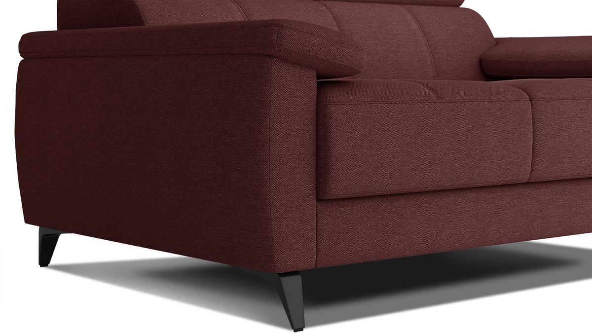 SOFA TAUNUS 2-Sitzer, bordeaux - Bordeaux/Schwarz, Holzwerkstoff/Textil (141/80/102cm) - Wozimo