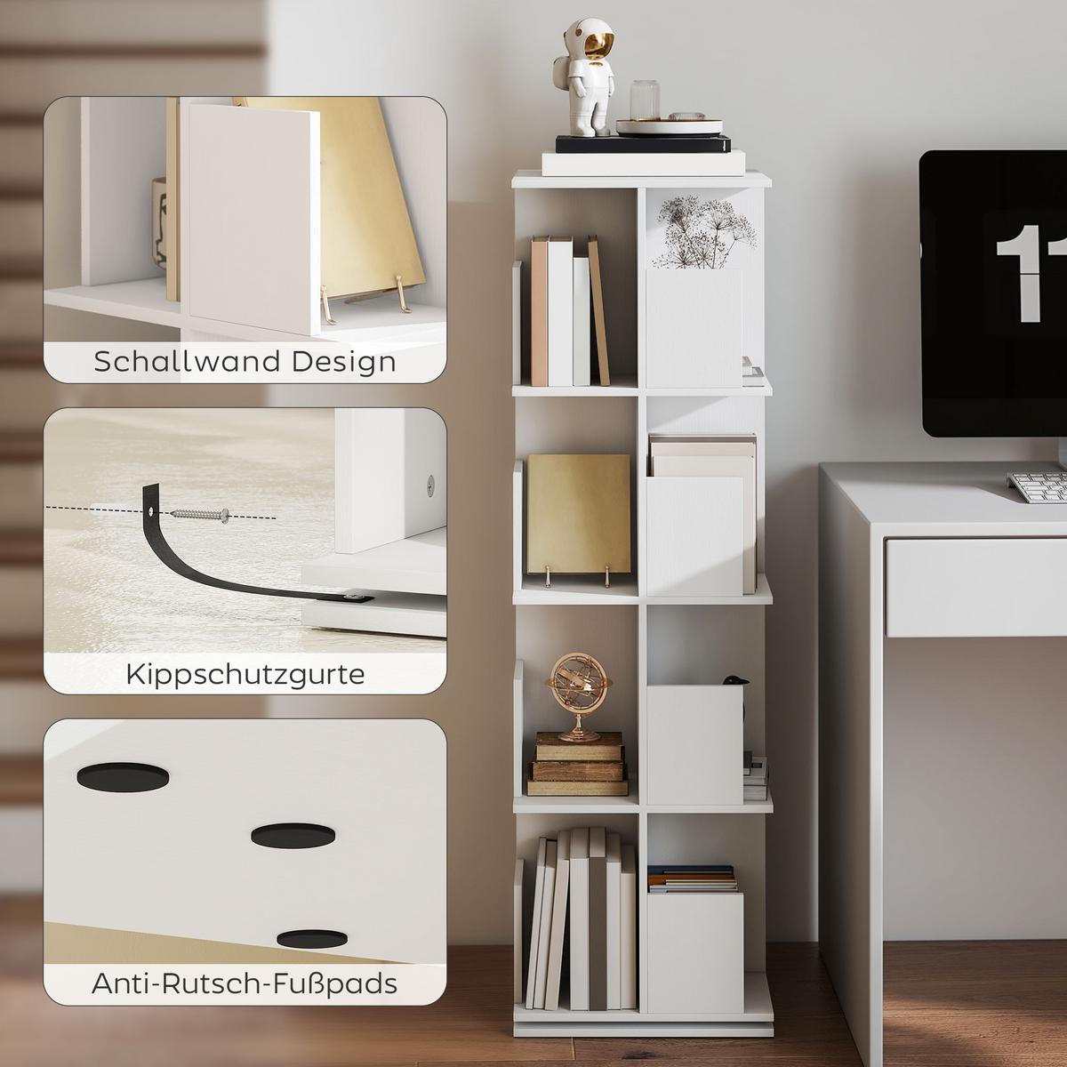 BÜCHERREGAL Spanplatte Weiß - Weiß, Holzwerkstoff (39/128.3/39cm) - HOMCOM