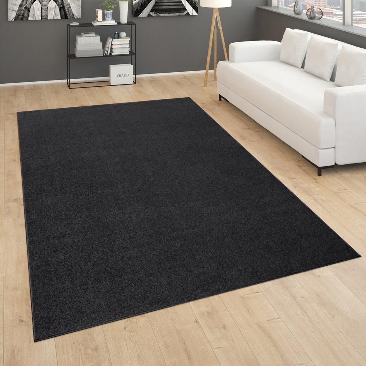 KURZFLORTEPPICH Waschbar, einfarbig, Schwarz, 160 x 220 cm - Schwarz, Textil (160/220cm) - KADIMA DESIGN