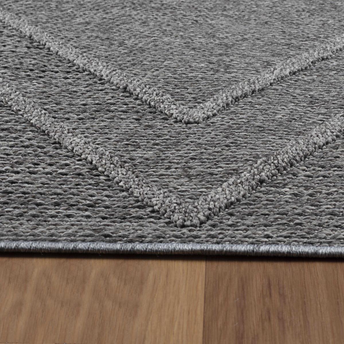 TEPPICH Outdoor IMST in Grau, im Boho-Stil, aus Polypropylen, 240 x 340 cm - Grau, Textil (340/240cm) - KADIMA DESIGN
