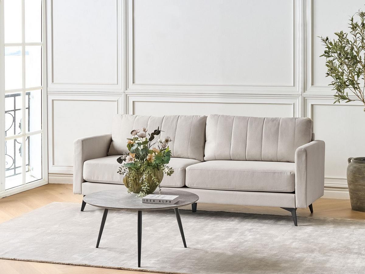 3-SITZER-SOFA Stoff Hellbeige Mala - Beige, Textil (205/82/76cm) - Beliani