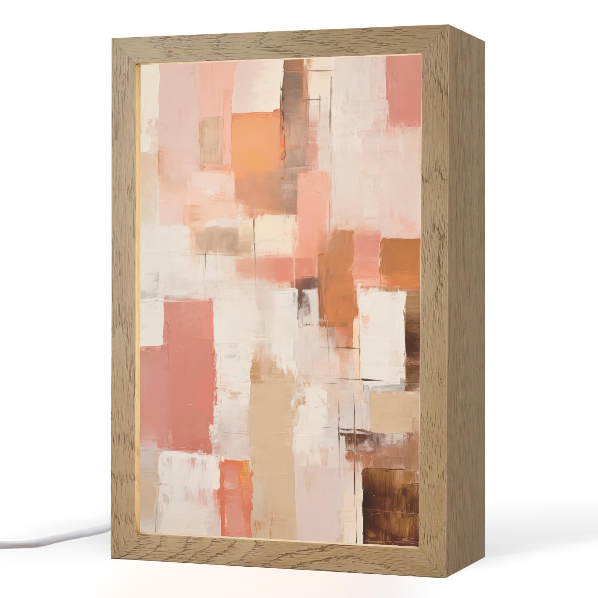 TISCHLEUCHTE Kunst - Rosa - Abstrakt 20x30 cm - Blaugrau, Holzwerkstoff (8/20/30cm) - OnlyWow