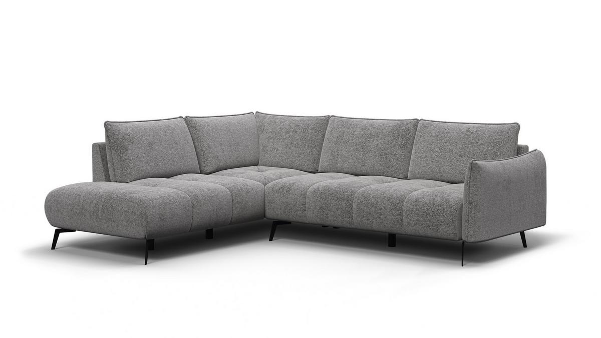 ECKSOFA AERA 5-Sitzer links, platingrau - Schwarz/Grau, Holz/Textil (268/206cm) - Wozimo