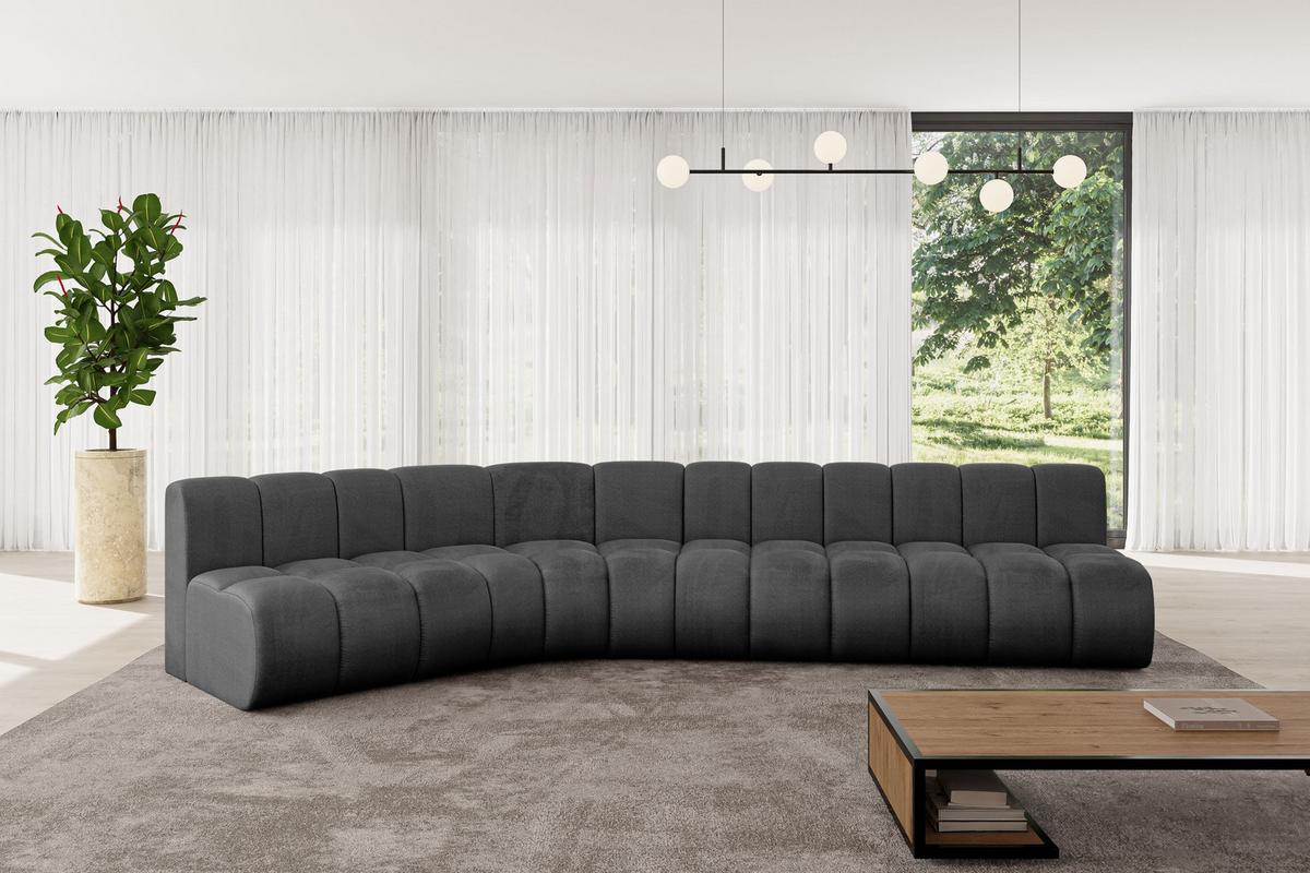 ECKSOFA modulares Sofa Montra-L2 - 381x174x70 cm Schwarz - Schwarz, Holzwerkstoff/Textil (381/174cm) - ALTDECOR