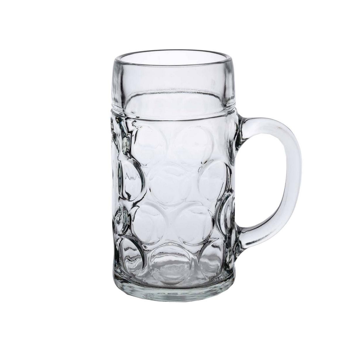 MASSKRÜGE GEEICHT Isar transparent 1 l 6er Set - Transparent, Glas (1L) - Van Well