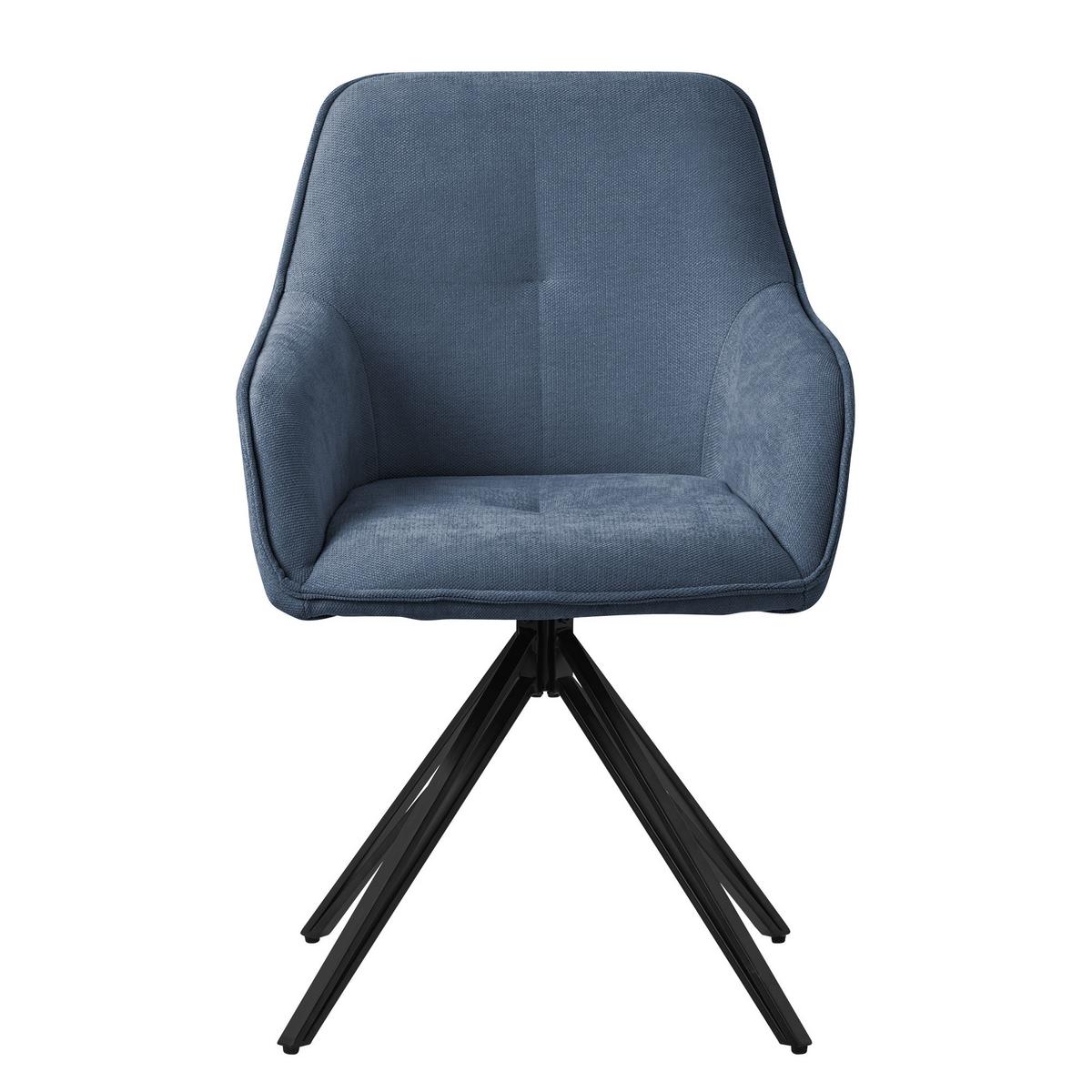 ESSZIMMERSTUHL 4er Set drehbar Blau Webstoff - Blau/Schwarz, Textil/Metall (61/84.5/57cm) - ML-DESIGN