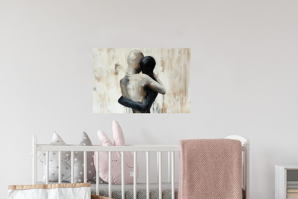 WANDTATTOO Abstrakt - Liebe - Schwarz und weiß - Modern Deko Wohnzimmer 60x40 cm - Schwarz, Kunststoff (60/40/0.1cm) - MuchoWow