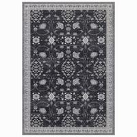 TEPPICH Kurzflor, waschbar, mit floralen Ornamenten, VERNANTE in Schwarz-Creme-Grau, 120 x 170 cm - Schwarz, Textil (120/170cm) - KADIMA DESIGN