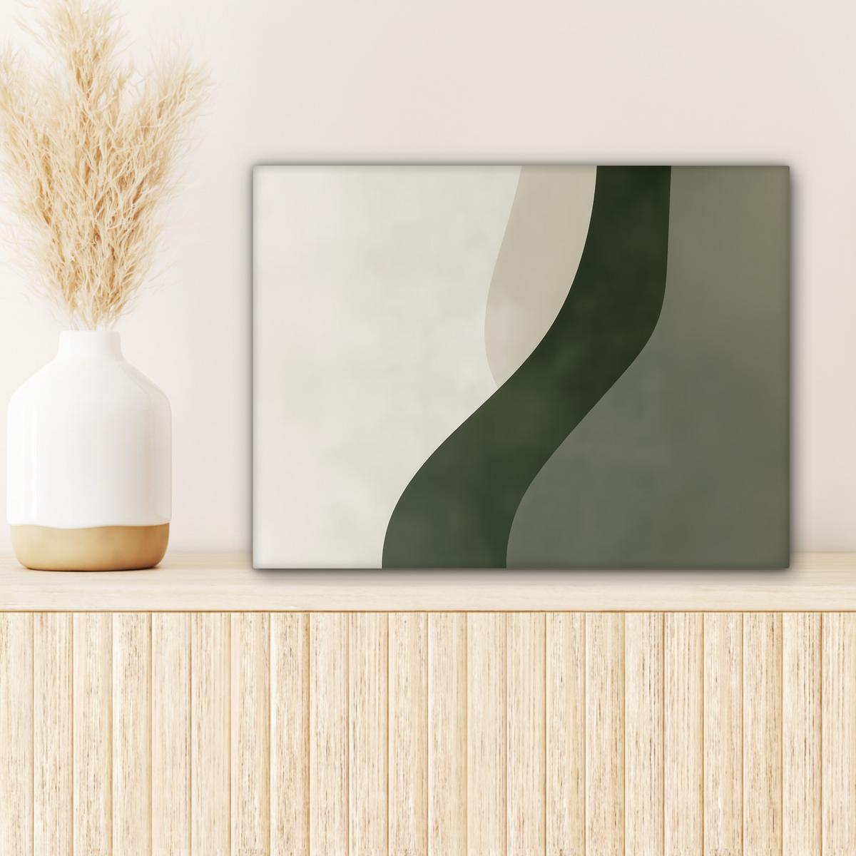 LEINWANDBILD Japandi - Grün - Abstrakt - Modern Wandbild 40x30 cm - Salbeigrün, Textil (40/30cm) - MuchoWow
