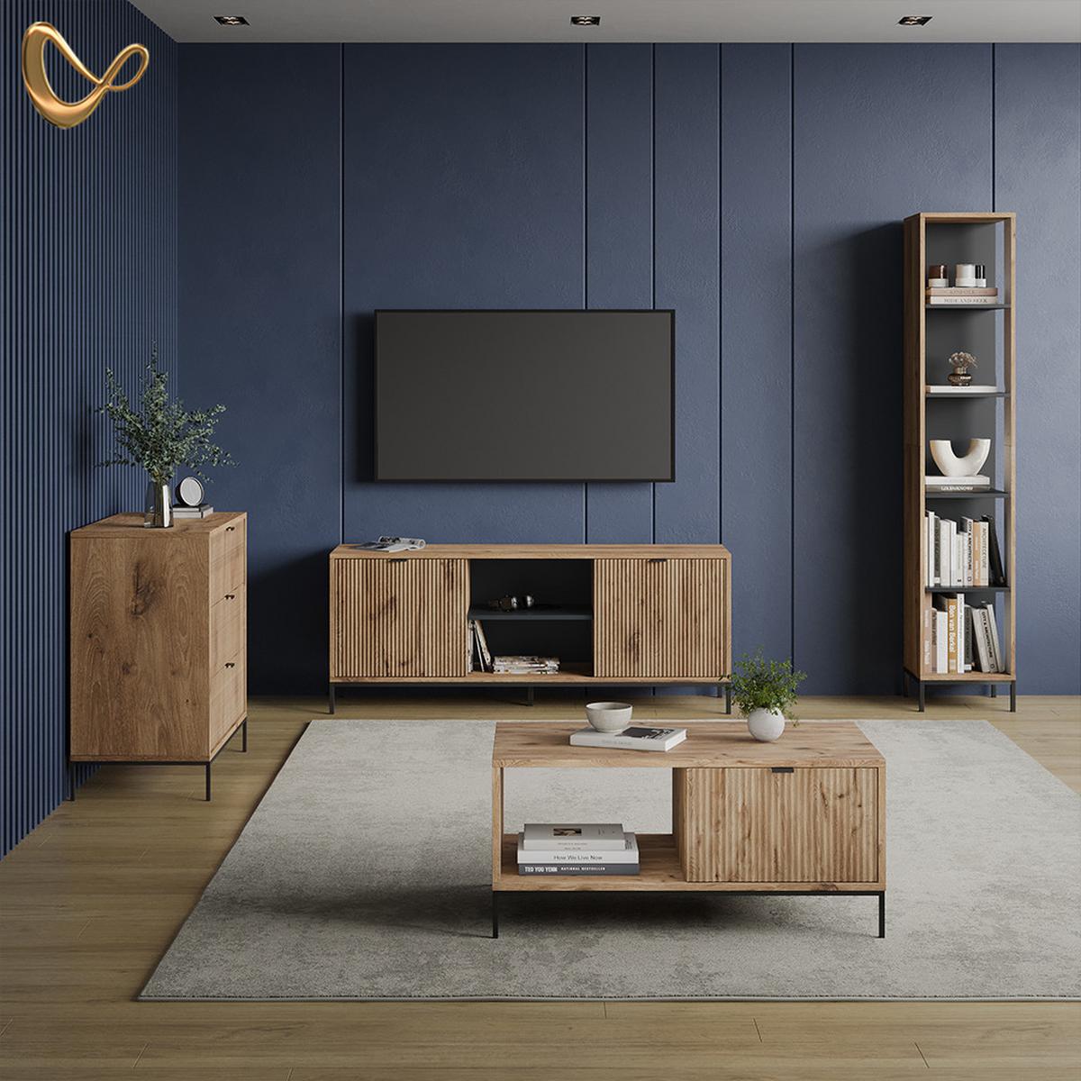 KOMMODE Aterno Viking Oak 42 x 81.2 cm mit 3 Schubladen - Eichefarben, Holzwerkstoff (42/81.2/80cm) - Livinity®