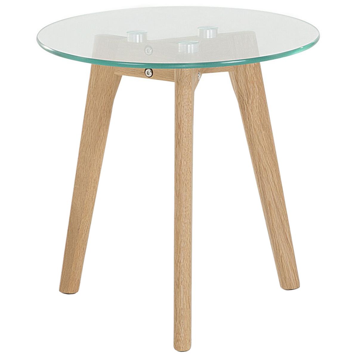 COUCHTISCH 2er-Set Rund Transparent, Hell Holz Missouri - Transparent, Glas (50/50/45cm) - Beliani