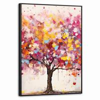 LEINWAND Bilder mit Rahmen - Aquarell - Baum - Kunst - Abstrakt - 60x80 - Multicolor, Textil (60/80cm) - MuchoWow