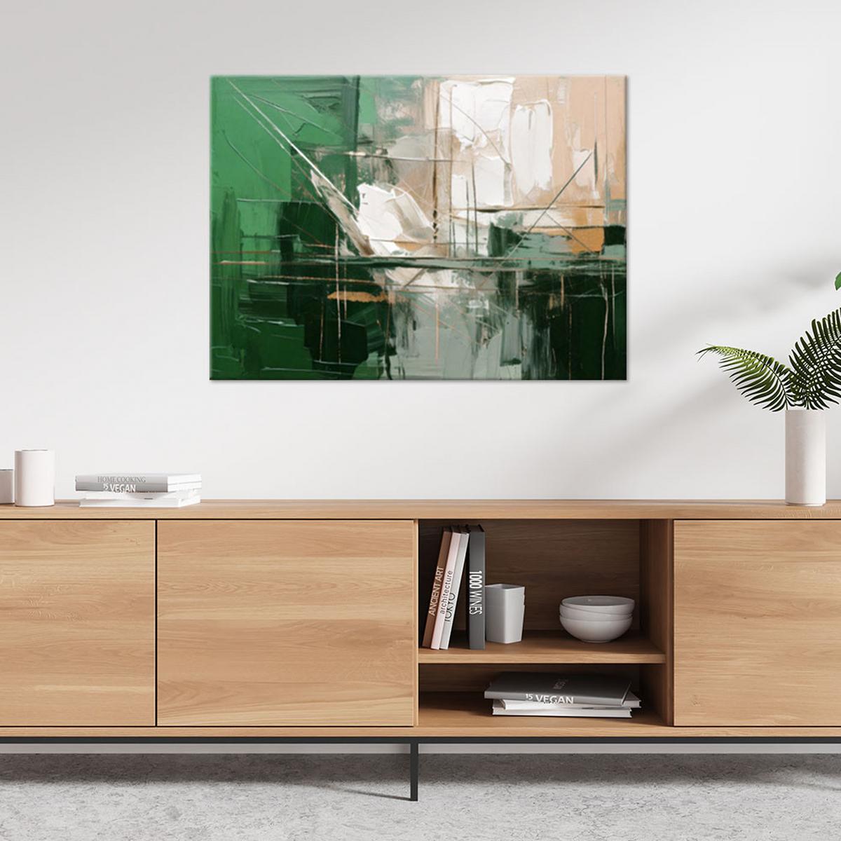 LEINWANDBILD Abstraktion 100x70cm - Grün, Textil (100/70cm) - Feeby