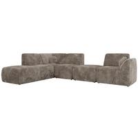 ECKSOFA NOARA 6M L Hellbraun Cord - Links - Hellbraun/Schwarz, Kunststoff/Textil (244/355cm) - MKS