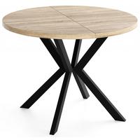 ESSTISCH Valeo runder ausziehbarer, Sonoma Eiche 100-180/100/76 cm - Schwarz/Sonoma Eiche, Holzwerkstoff/Metall (100/180/76cm) - WFL GROUP