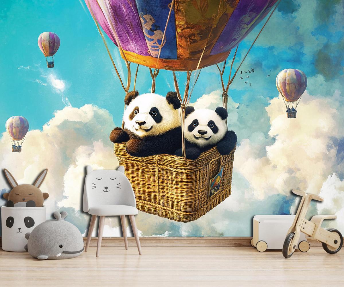 FOTOTAPETE Kinderzimmer Tiere Wolken Tapete Kinder 250x175 - Multicolor, Papier (250/175cm) - Wallarena