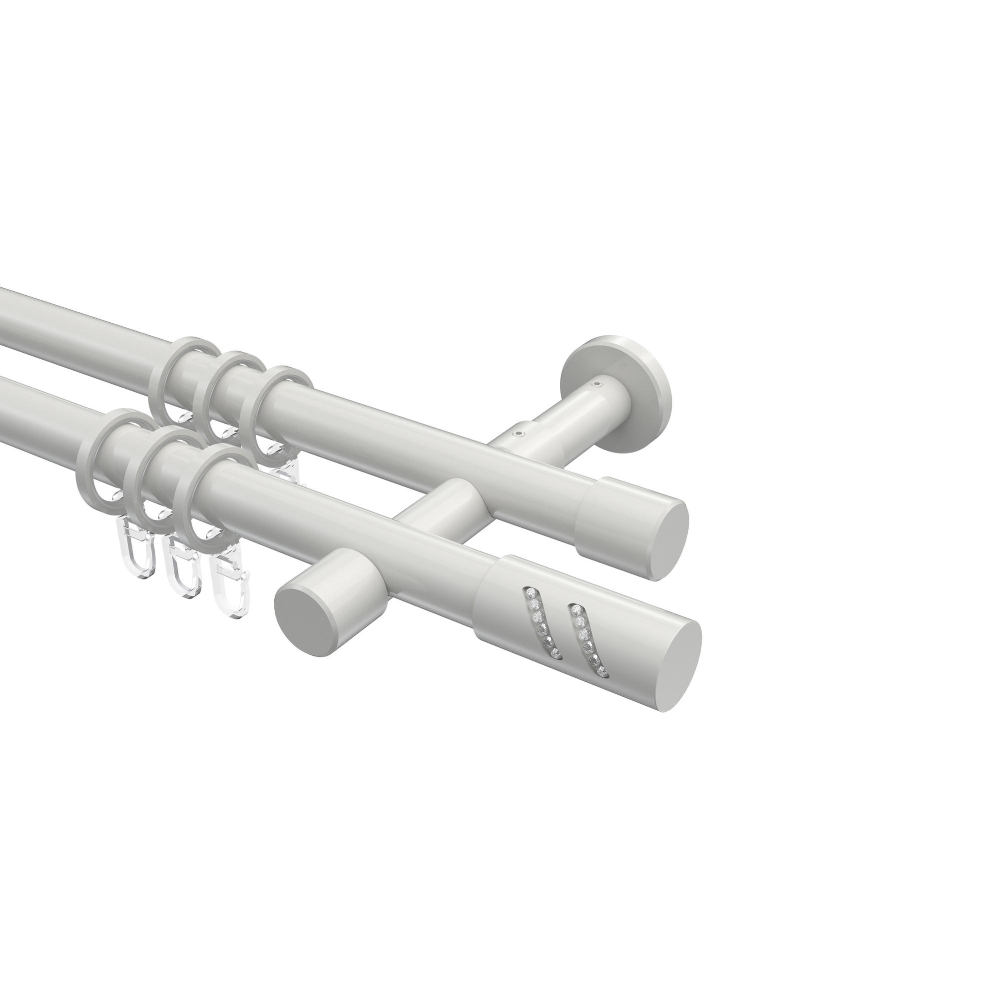 GARDINENSTANGE Prestige Zoena 480 cm (geteilt in 3 x 160 cm), 2-läufig, 20 mm Ø Weiß - Weiß, Metall (480cm) - INTERDECO
