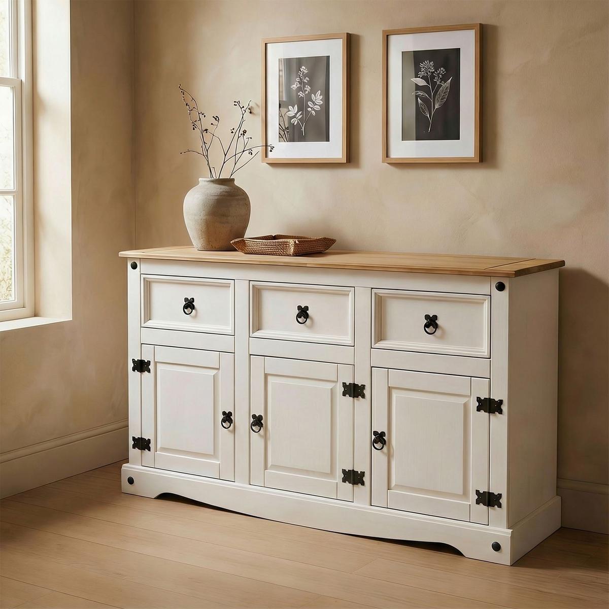 SIDEBOARD CAMPO weiß/braun - Weiß/Braun, Holz (125/76/40cm) - CARO-Möbel