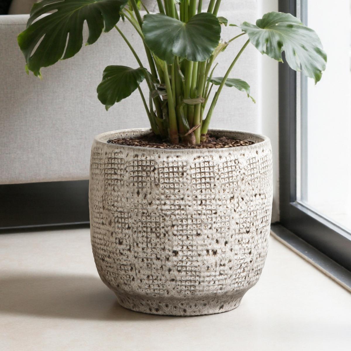 KERAMIK-BLUMENTOPF grau, Ø 30 × H 28 cm - Weiß, Keramik (28.8cm)