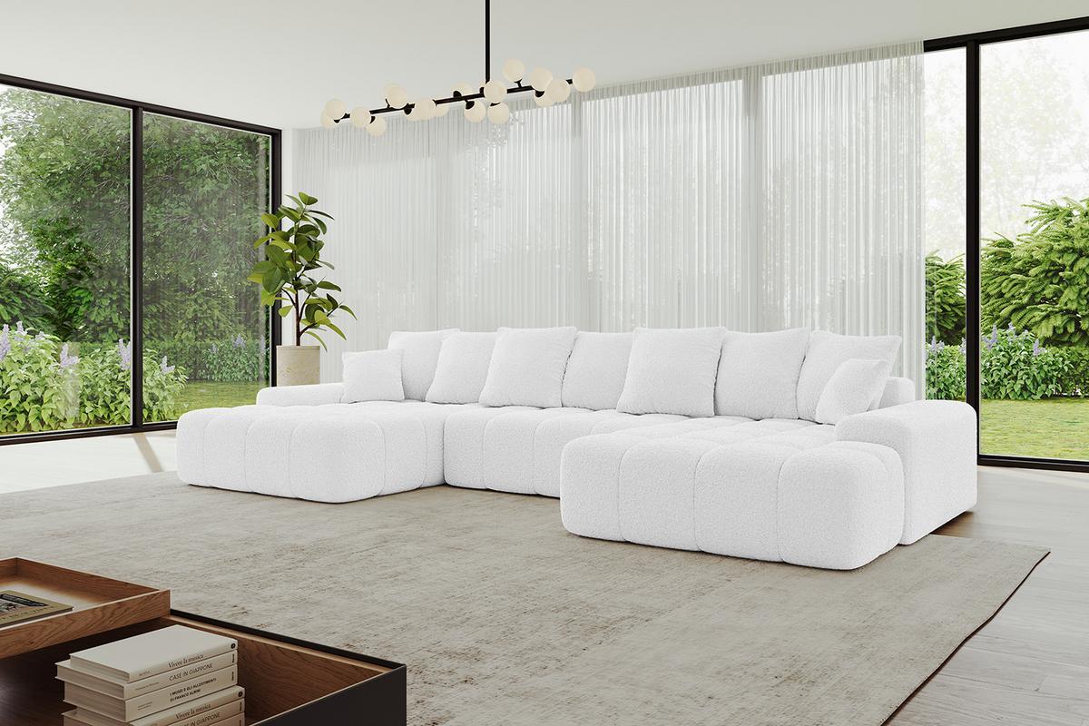 WOHNLANDSCHAFT ENSI-U - 353x164x69 cm Weiß - Weiß, Holzwerkstoff/Kunststoff (357/69/164cm) - ALTDECOR