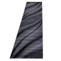 KURZFLORTEPPICH ASPEN, mit abstraktem Wellenmuster, Schwarz, 80 x 300 cm - Schwarz, Textil (80/300cm) - KADIMA DESIGN