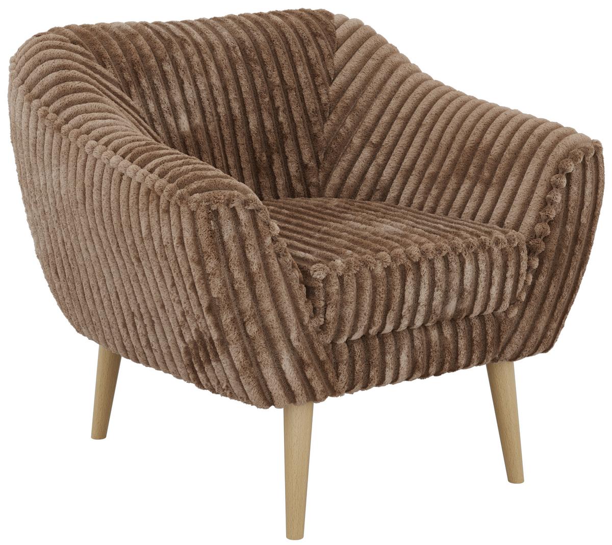 SESSEL PIRS - Braun Cord - Holzbeine - Buchefarben/Braun, Holzwerkstoff/Textil (80/75/74cm) - MKS