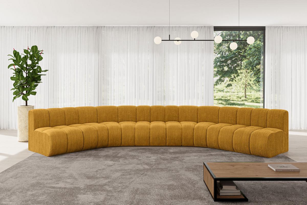 WOHNLANDSCHAFT modulares Sofa Montra-U1 - 490x174x70 cm Senfgelb - Currygelb, Holzwerkstoff/Textil (490/70/174cm) - ALTDECOR