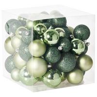 WEIHNACHTSKUGEL 60er Set Grün Tyin - Silberfarben/Grün, Kunststoff (6/7/6cm) - Beliani
