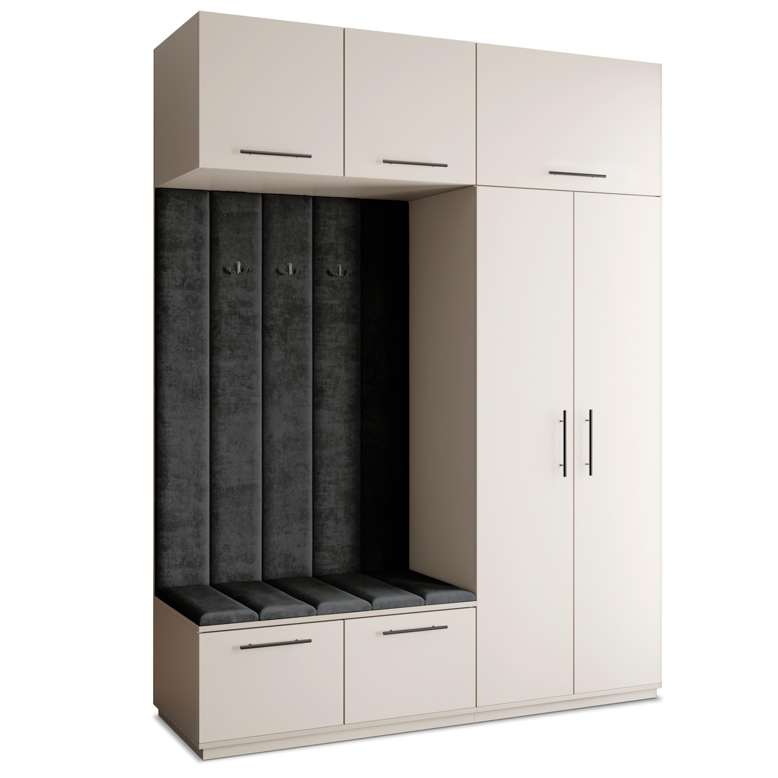 GARDEROBENSCHRANK REMA 180/240/60 cm Modern Kaschmir - Kaschmir/Schwarz, Holzwerkstoff (180/240/60cm) - MASSENO
