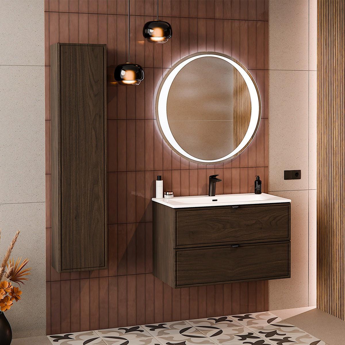 BADMÖBEL 81cm Elias 2er-Set Dunkles Holz - Braun, Holzwerkstoff (81/50/46cm) - Petits-meubles