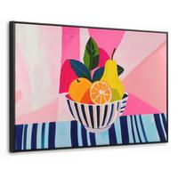 LEINWAND Bilder mit Rahmen - Obst - Abstrakter Hintergrund - Rosa - 90x60 - Pink, Textil (90/60cm) - MuchoWow