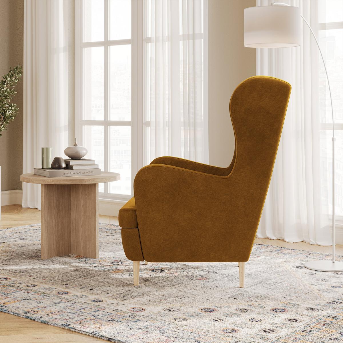 SESSEL VOGERA, Ohrensessel Polstersessel, Gelb - Gelb, Holz/Holzwerkstoff (78/103/85cm) - MASSENO