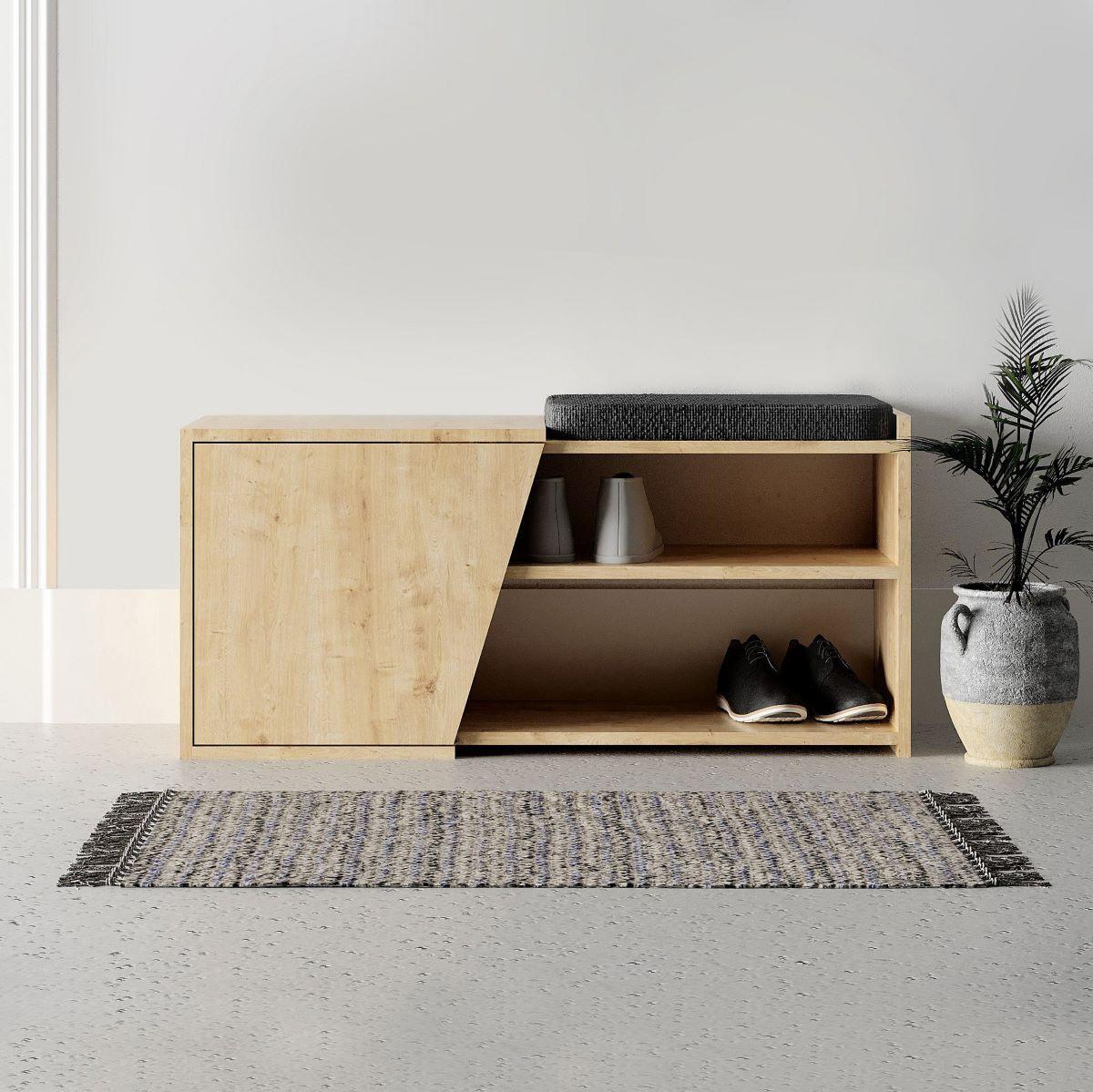 SCHUHSCHRANK 1 Tür L104 cm - Fiona - Eichefarben, Holzwerkstoff (47/37/104cm) - Calicosy