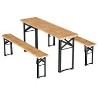 BIERZELTGARNITUR Bichl 3-tlg. - Braun, Holz/Metall - Juskys