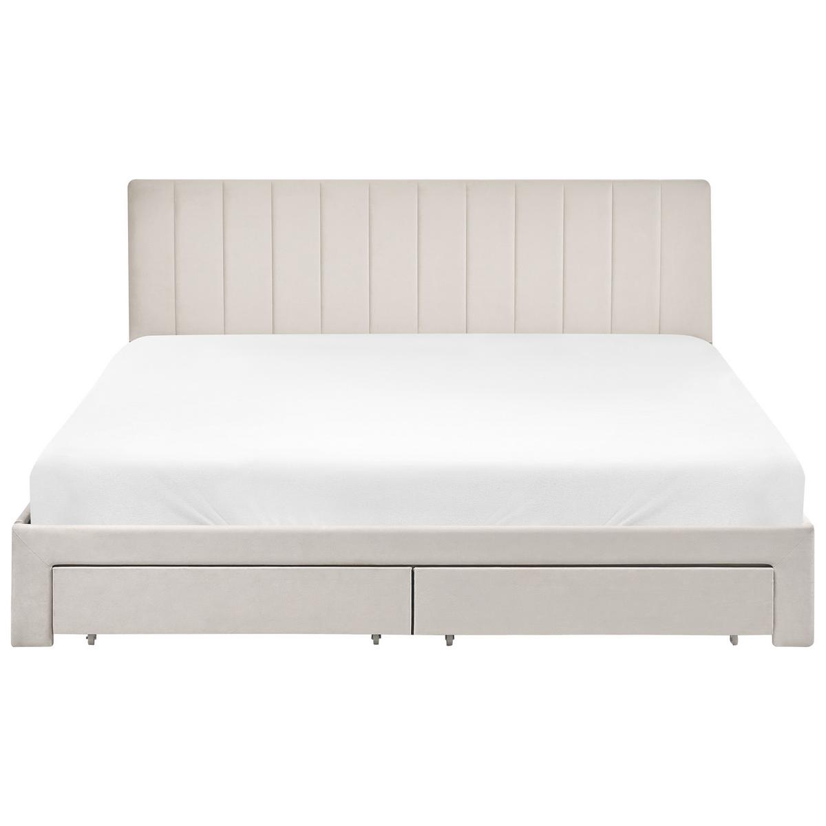 BETT 180/200 cm Cremeweiß Lonzac - Weiß, Textil (180/200cm) - Beliani