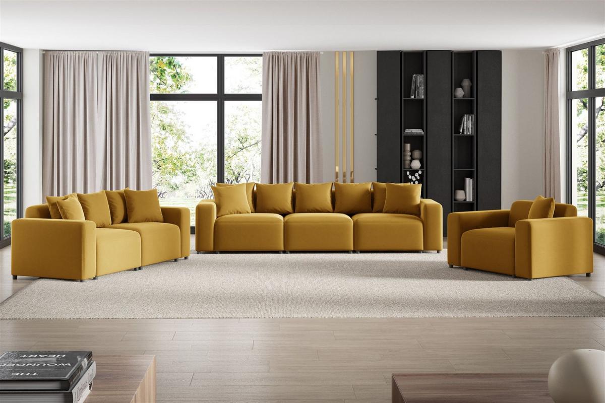 SESSEL Megan In Salvador - Honig, Holzwerkstoff/Textil (145/75/98cm) - Fun Möbel