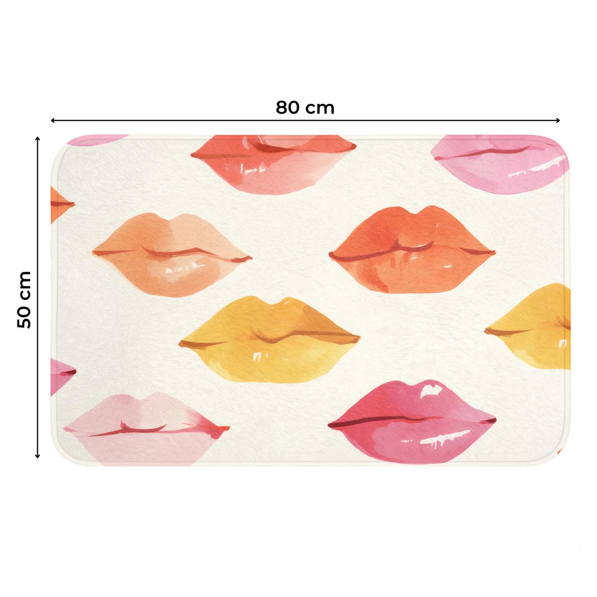 WC-VORLEGER Lippen - Bunt - Glänzend Toilettenteppich 80x50 cm - Rosa, Textil (80/1cm) - OnlyWow