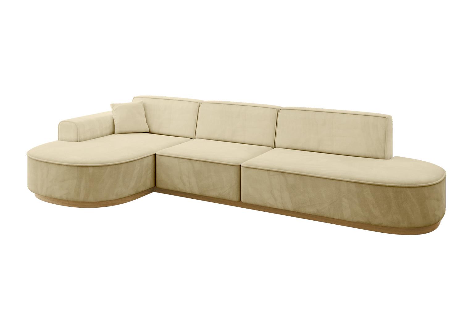 ECKSOFA Ottomane Links MARI-L2-v2 - 328x171x83 cm Beige Velours - Beige, Holzwerkstoff/Textil (328/171cm) - ALTDECOR