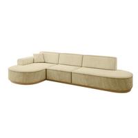 ECKSOFA Ottomane Links MARI-L2-v2 - 328x171x83 cm Beige Velours - Beige, Holzwerkstoff/Textil (328/171cm) - ALTDECOR
