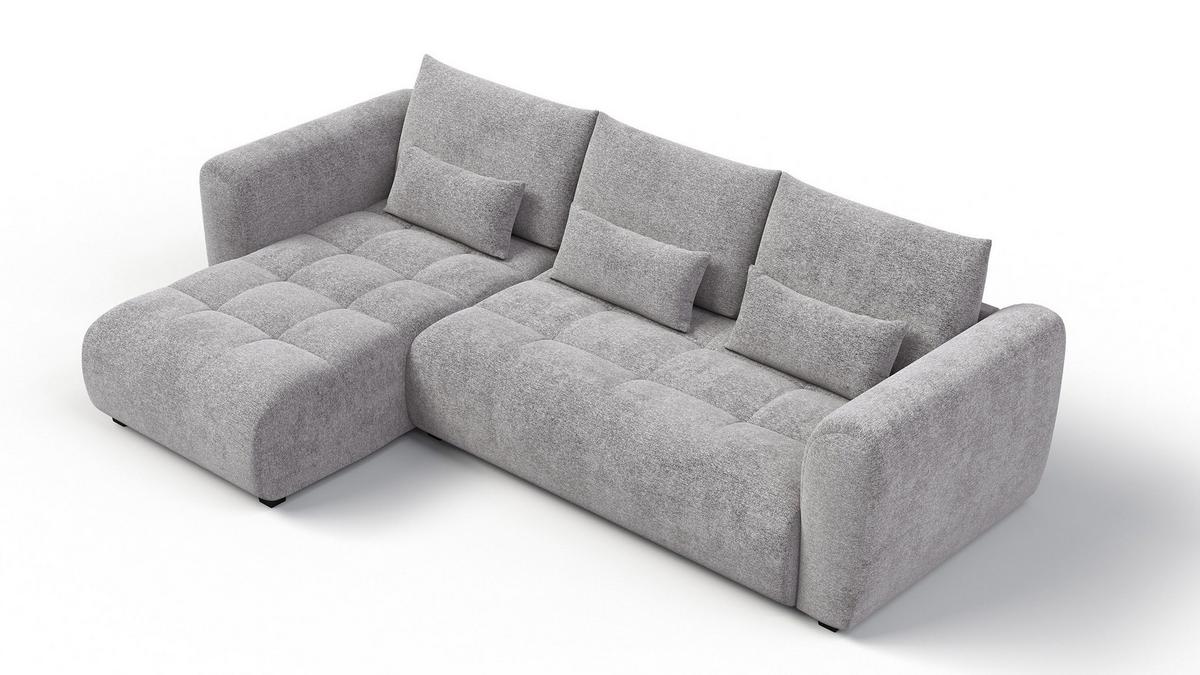 ECKSOFA SORENO 4-Sitzer, platingrau - Schwarz/Grau, Holz/Textil (293/171cm) - Wozimo