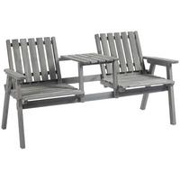 GARTENBANK, mit Tisch, 2 Stühle, 152 x 70 x 83 cm, Massivholz, Grau - Grau, Holz (70/83/152cm) - Outsunny