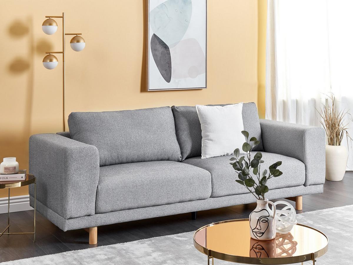 3-SITZER-SOFA Polsterbezug Hellgrau Nivala - Hellgrau, Textil (220/76/84cm) - Beliani