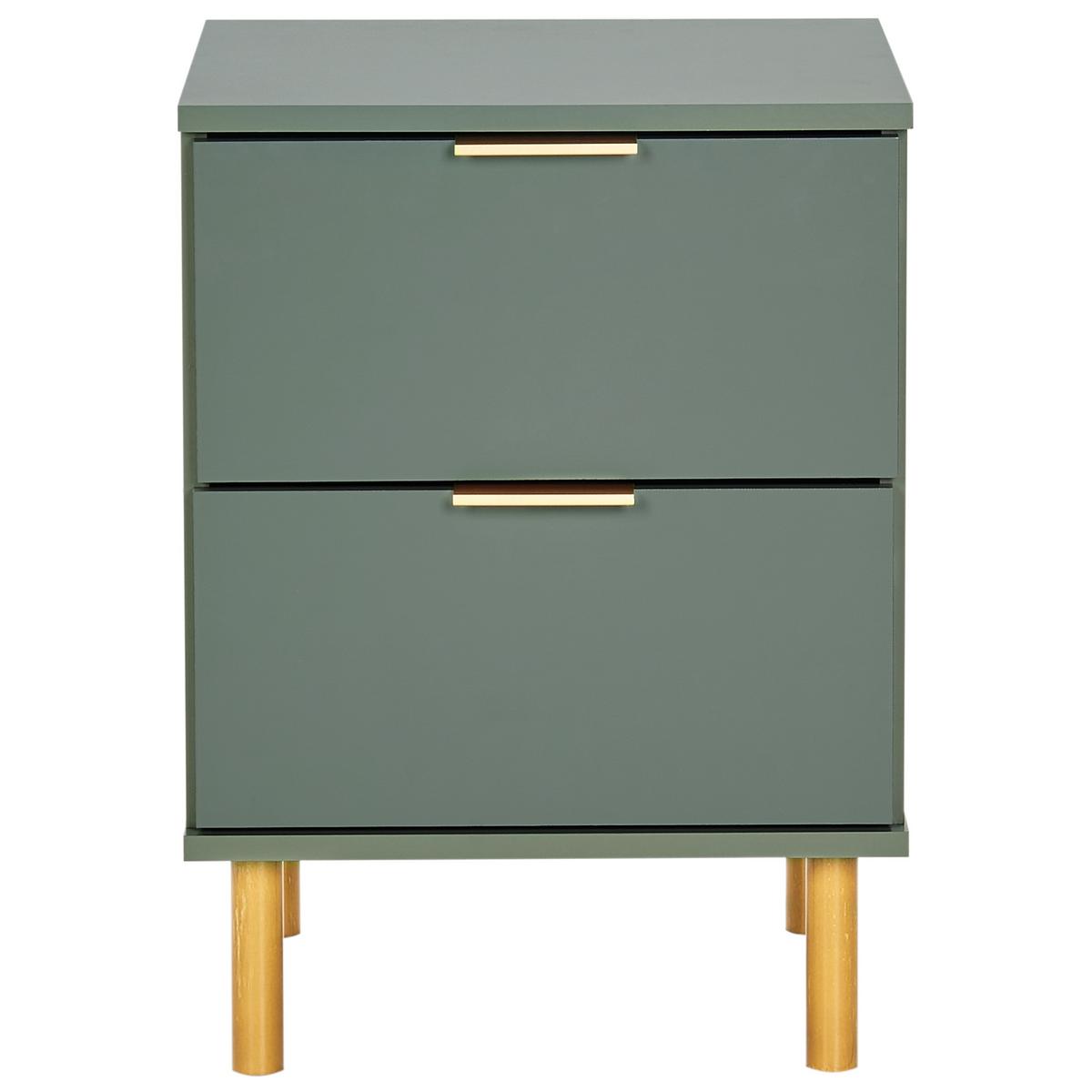NACHTTISCH mit 2 Schubladen Grün Walpole - Grün, Holzwerkstoff (40/41/56cm) - Beliani